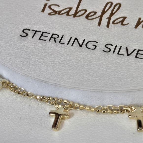 Isabella Gold Cross Charm Gold Plated Sterling Silver Layered Bracelet - Picture 7 of 7